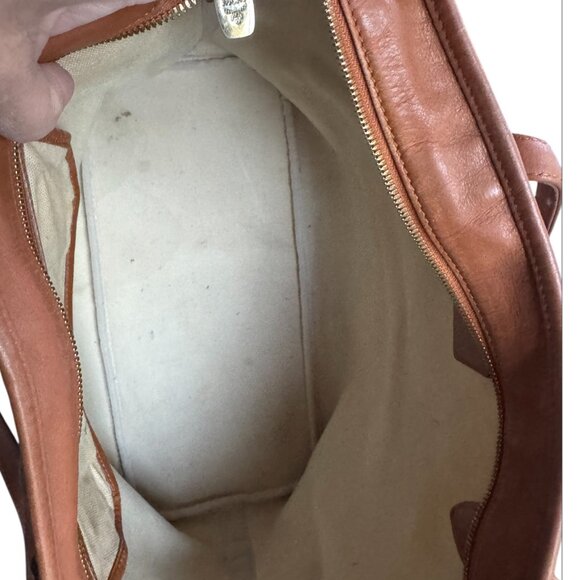 Authentic MCM Blue Stripe Tote Cognac Monogram - Picture 10 of 15